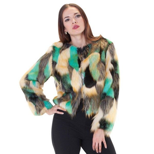 Multi Color Faux Fur Bomber Jacket | Bed Bath & Beyond