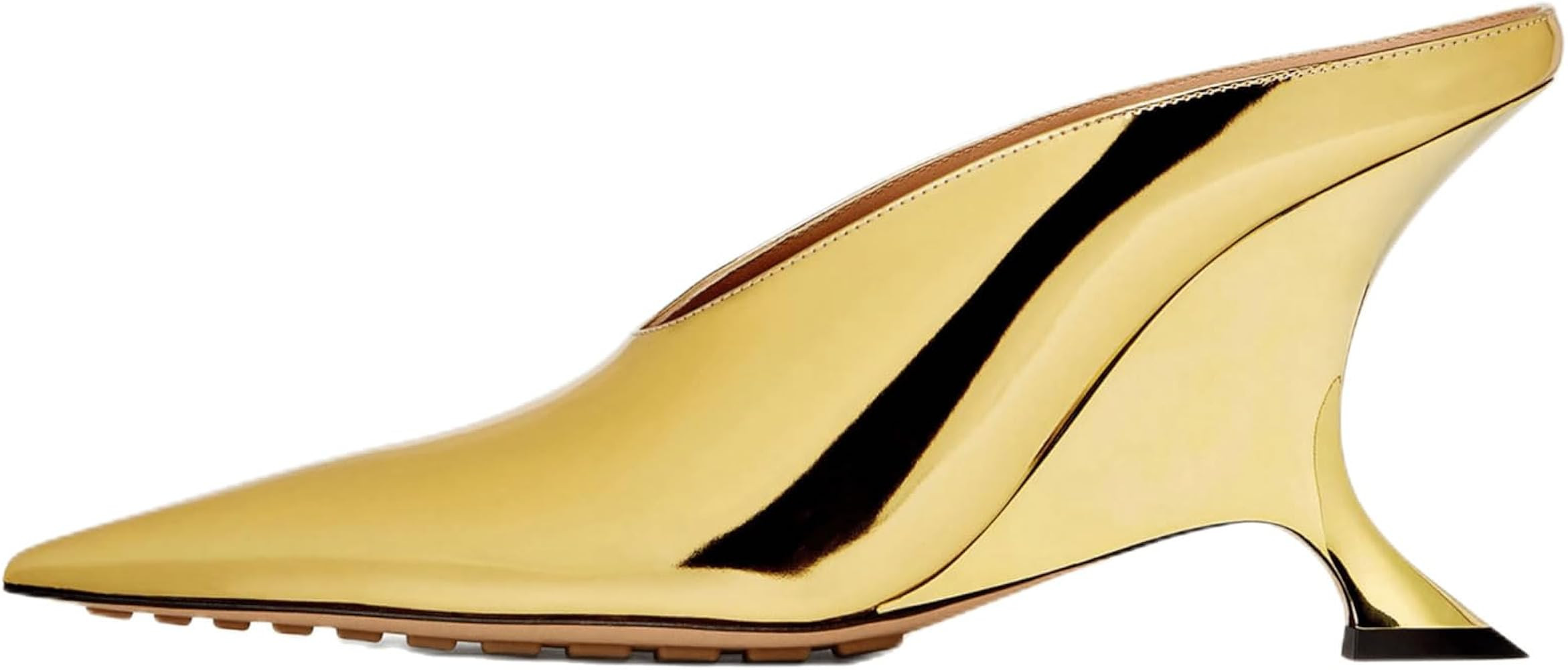 Kluolandi Metallic Heeled Mules for Women Sexy Pointed Closed Toe Slip On Wedge Mule Pumps Heels | Amazon (US)