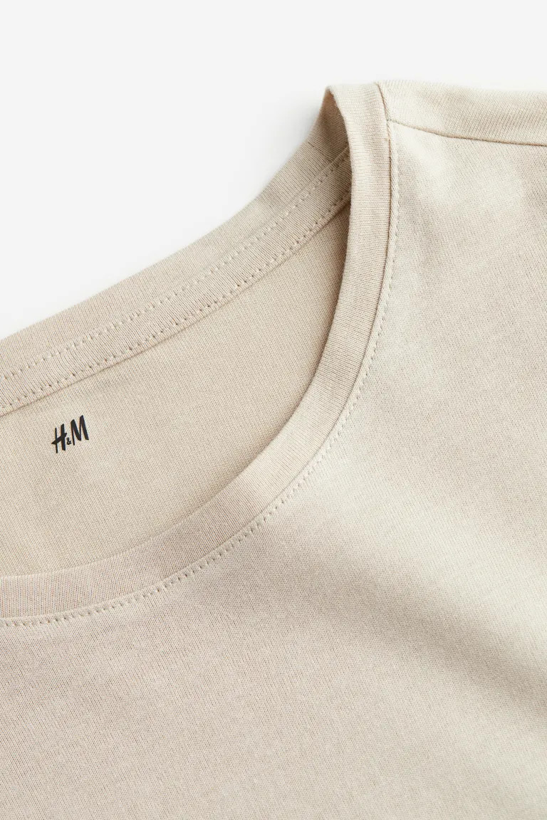 Regular Fit T-shirt - Round Neck - Short sleeve - Light beige - Men | H&M US | H&M (US + CA)