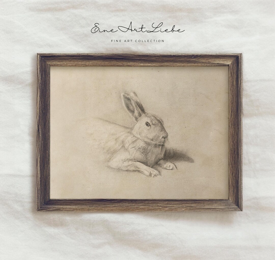 Vintage Rabbit Sketch Print: Farmhouse Easter Animal Art (digital Download) - Etsy | Etsy (US)