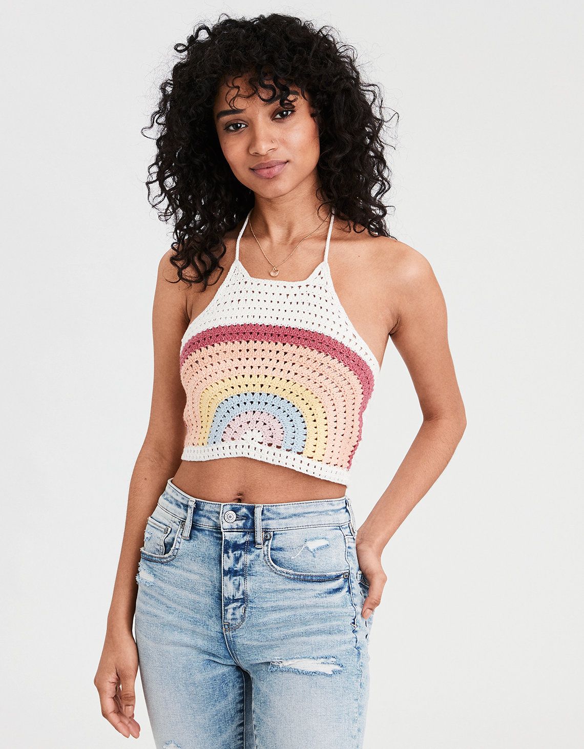 AE Crochet Rainbow Halter Top | American Eagle Outfitters (US & CA)