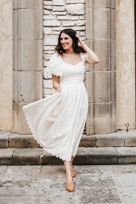The perfect cream dress for any occasion! Also comes in a beautiful light blue. Use code CLAIREX15ICC for 15% off! These shoes are currently 30% off with code HUARACHE30 #LTKdress #LTKphotoshootoutfit #LTKwhitedress