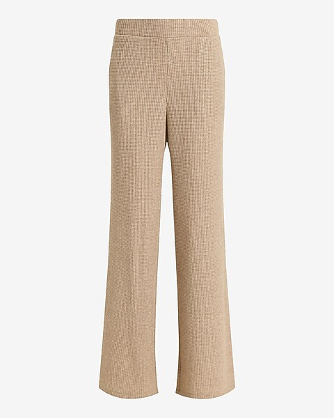 High Waisted Glitter Waffle Pull On Wide Leg Pant | Express