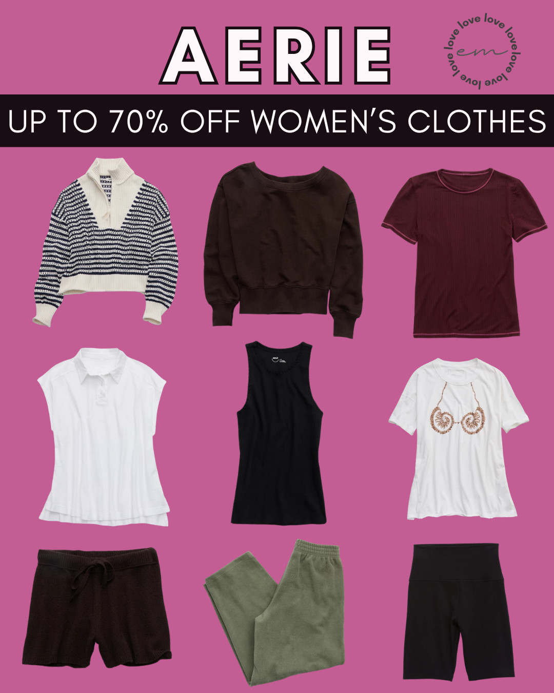 Sharing this up to 70% off women's clothes on sale right now. Plenty of styles to grab including sweatshirts, t-shirts, tank tops, shorts, and pants. 

 #LTKSaleAlert