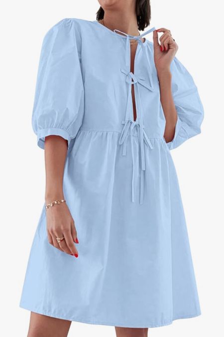 Tie front puff sleeve 100% cotton dress, grandmillennial dress 

#LTKFindsUnder100 #LTKFindsUnder50 #LTKOver40