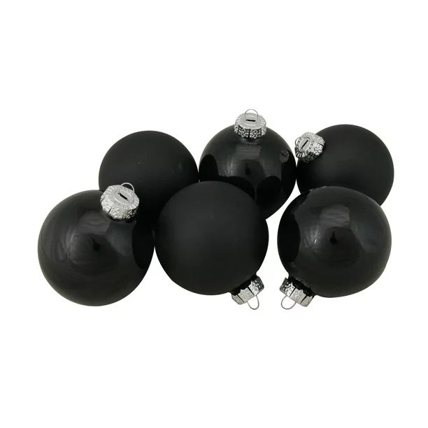 6ct Black Glass 2-Finish Christmas Ball Ornaments 3.25" (80mm) - Walmart.com | Walmart (US)