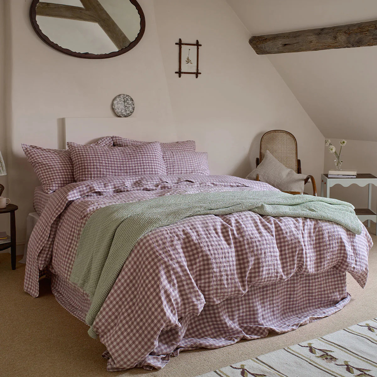 Elderberry Gingham Linen Blend Duvet Cover | Piglet