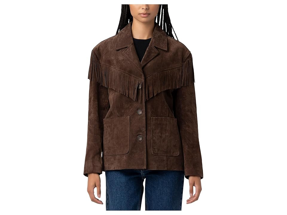 Blank NYC Real Suede Fringe Blazer Women's Jacket Down to Earth : LG, Leather | Zappos