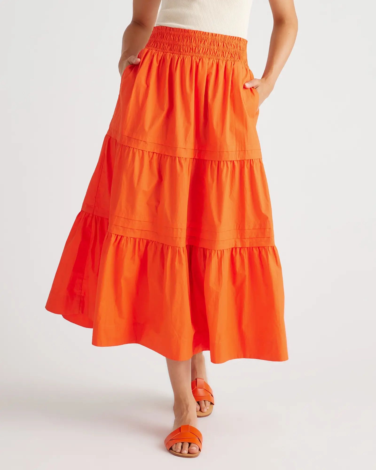 100% Organic Cotton Tiered Maxi Skirt | Quince