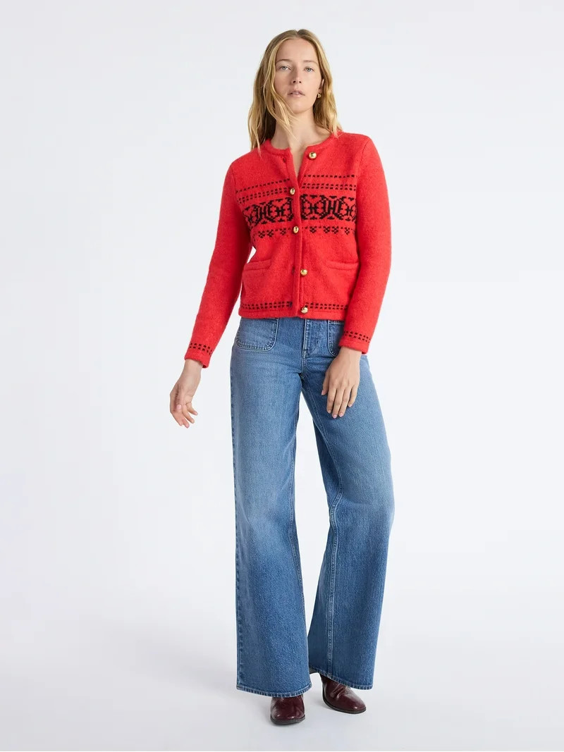 Free Assembly Women's and Women's Plus Fair Isle Cardigan with Welt Pockets, Midweight, Sizes XS-... | Walmart (US)