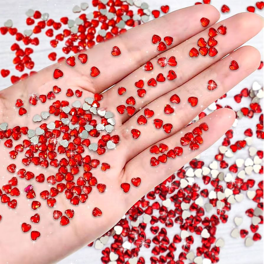 CHANGAR 500Pcs Heart Nail Rhinestones 3mm Love Nail Charms Valentine Heart Flatback Rhinestones f... | Amazon (US)