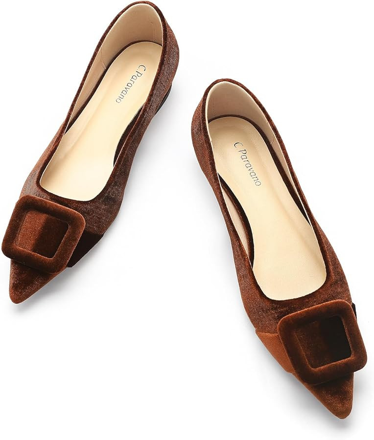 C.Paravano Velvet Flats | Women's Pointed Toe Shoes | Dressy Flats for Women | Designer Shoes | Amazon (US)