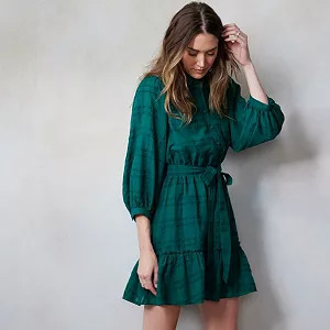 Women's LC Lauren Conrad Ruffle Neck Button Front Dress | Kohl's