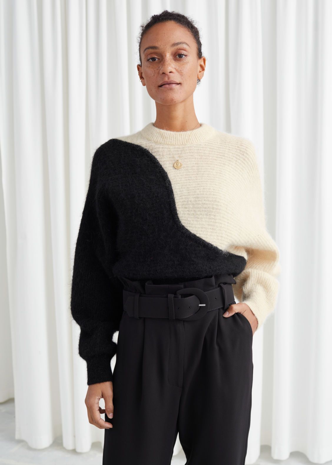 Alpaca Blend Cropped Colour Block Sweater | & Other Stories (EU + UK)