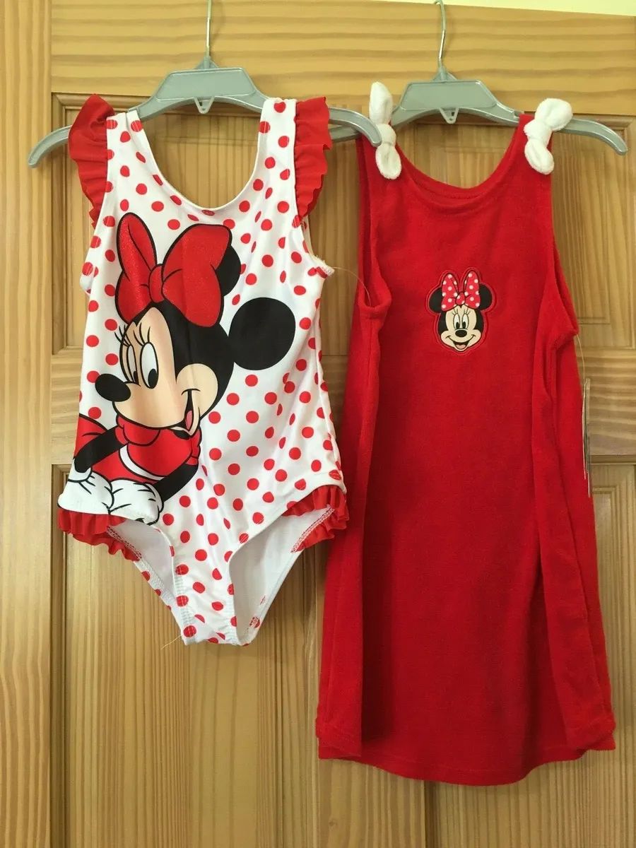 NWT Disney Minnie Mouse Deluxe Swimsuit Cover Up 2 pc UPF 50+ Red Girls  | eBay | eBay US