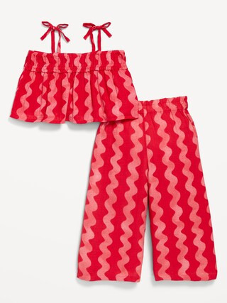 Sleeveless Printed Top and Wide-Leg Pants Set for Toddler Girls | Old Navy (US)