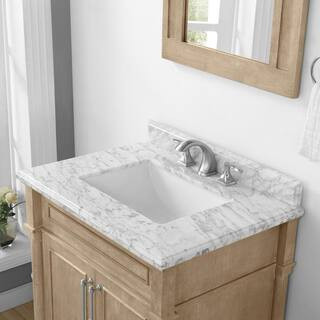 Aberdeen 30 in. x 22 in. D Bath Vanity in Antique Oak with Carrara Marble Vanity Top in White wit... | The Home Depot