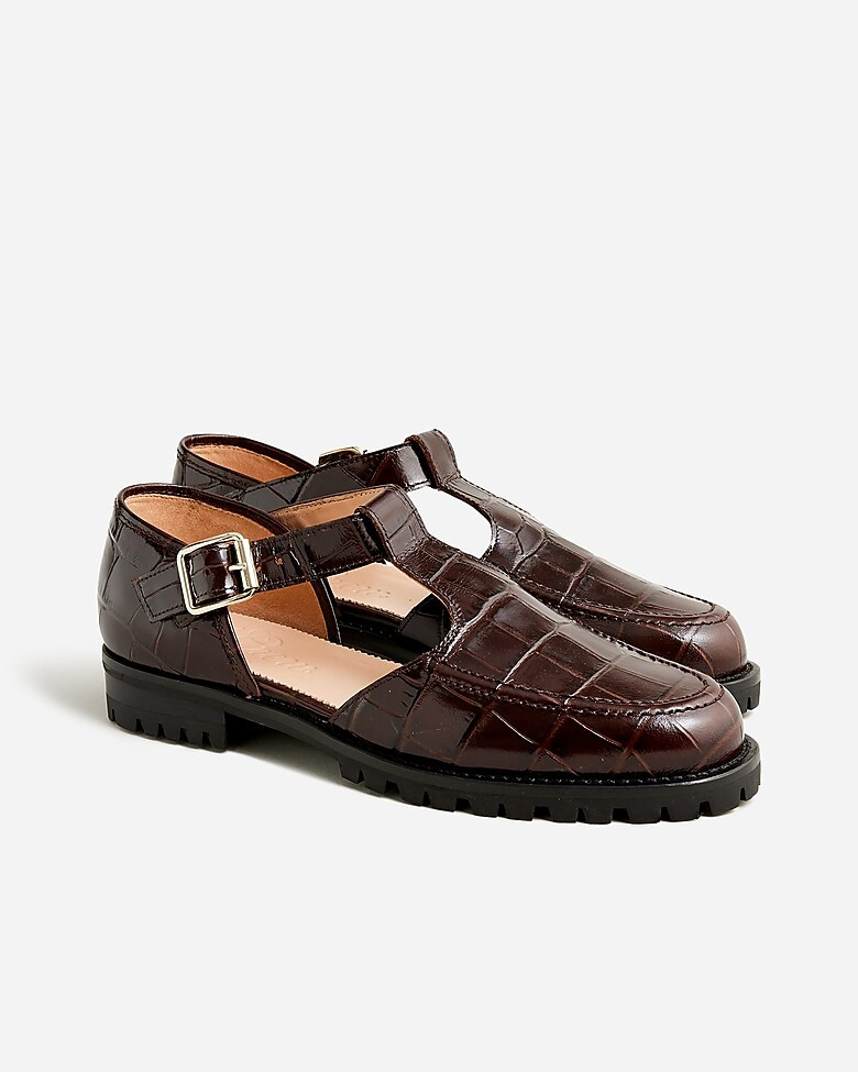 Winona cutout loafers in Italian croc-embossed leather | J. Crew US