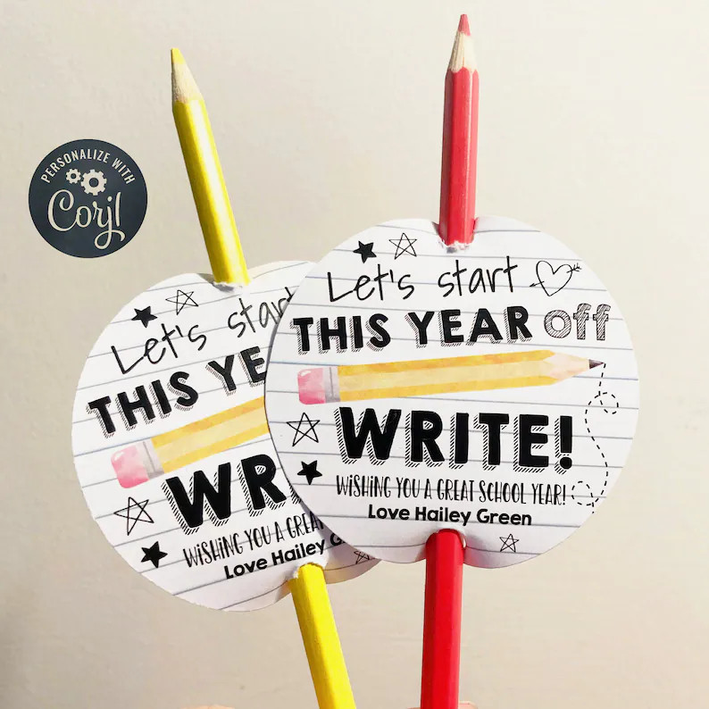 Back to School Pencil Round Gift Tag Template, Printable Let's Start This Year off Write Pencil H... | Etsy (US)