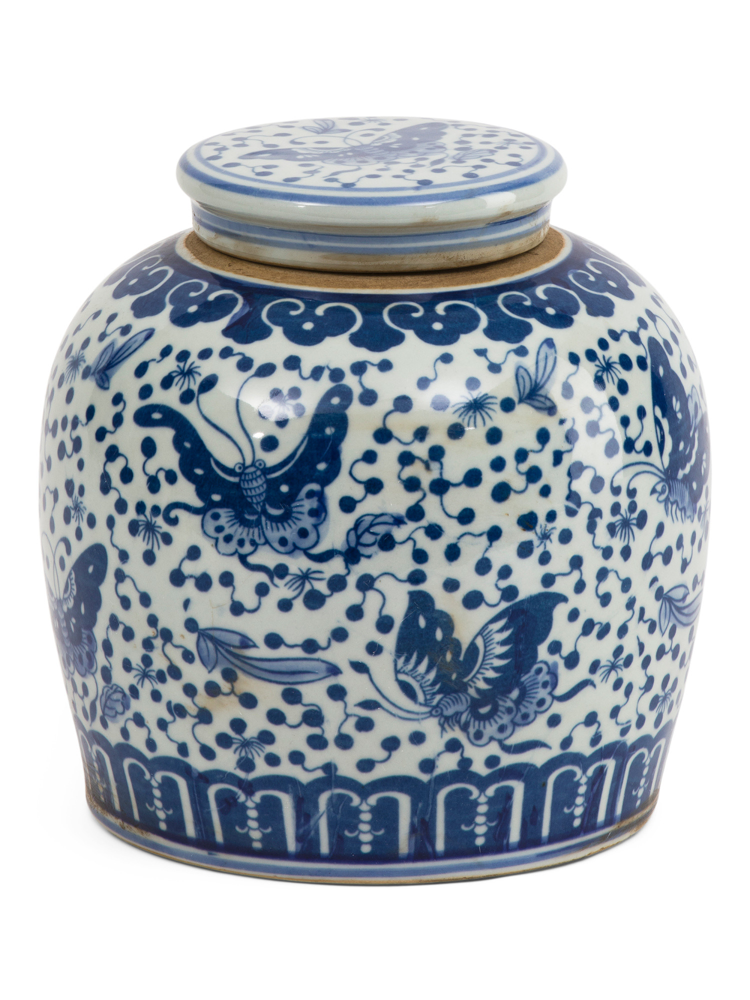 9x9in Butterfly Dots Ming Jar With Lid | TJ Maxx