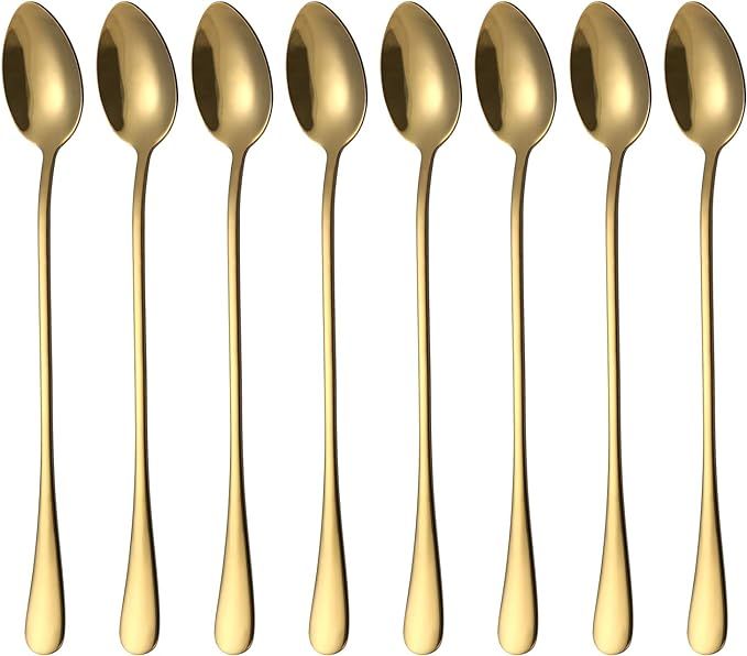 Long Handle Spoon,MCIRCO Stainless Steel Spoon Set Mixing Spoon Ice Cream Spoon Iced Tea Spoon Co... | Amazon (US)
