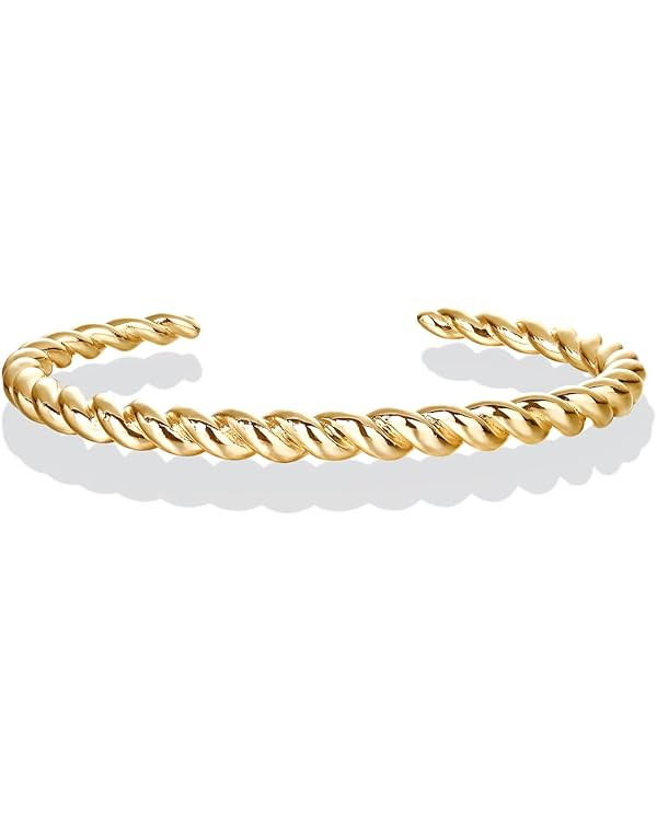 PAVOI Gold Plated Twisted Chunky Bangle Bracelet | 14K Gold Plated | Lightweight Everyday Jewelry | Amazon (US)