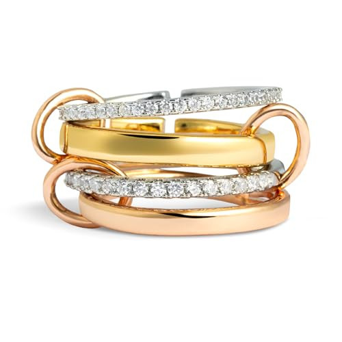 Bopiu Gold Stackable Rings for Women Non Tarnish, 18k Gold Plated Dainty Stacking CZ Cubic Zirconia Rings, Gold Knuckle Women Rings Set | Amazon (US)