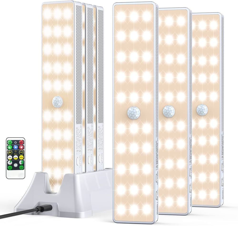 LED Closet Light with Charging Station, 30LEDs Rechargeable Motion Sensor Under Cabinet Lighting ... | Amazon (US)