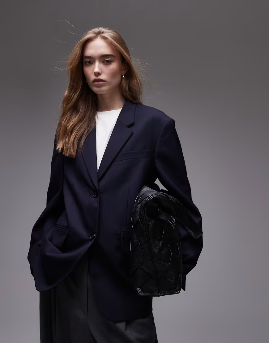 ARKET oversized blazer in navy blue | ASOS (Global)