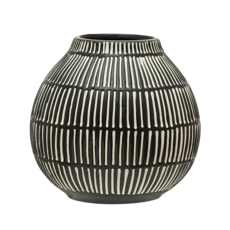 Bloomingville Debossed Stoneware Vase, Black & White - Walmart.com | Walmart (US)
