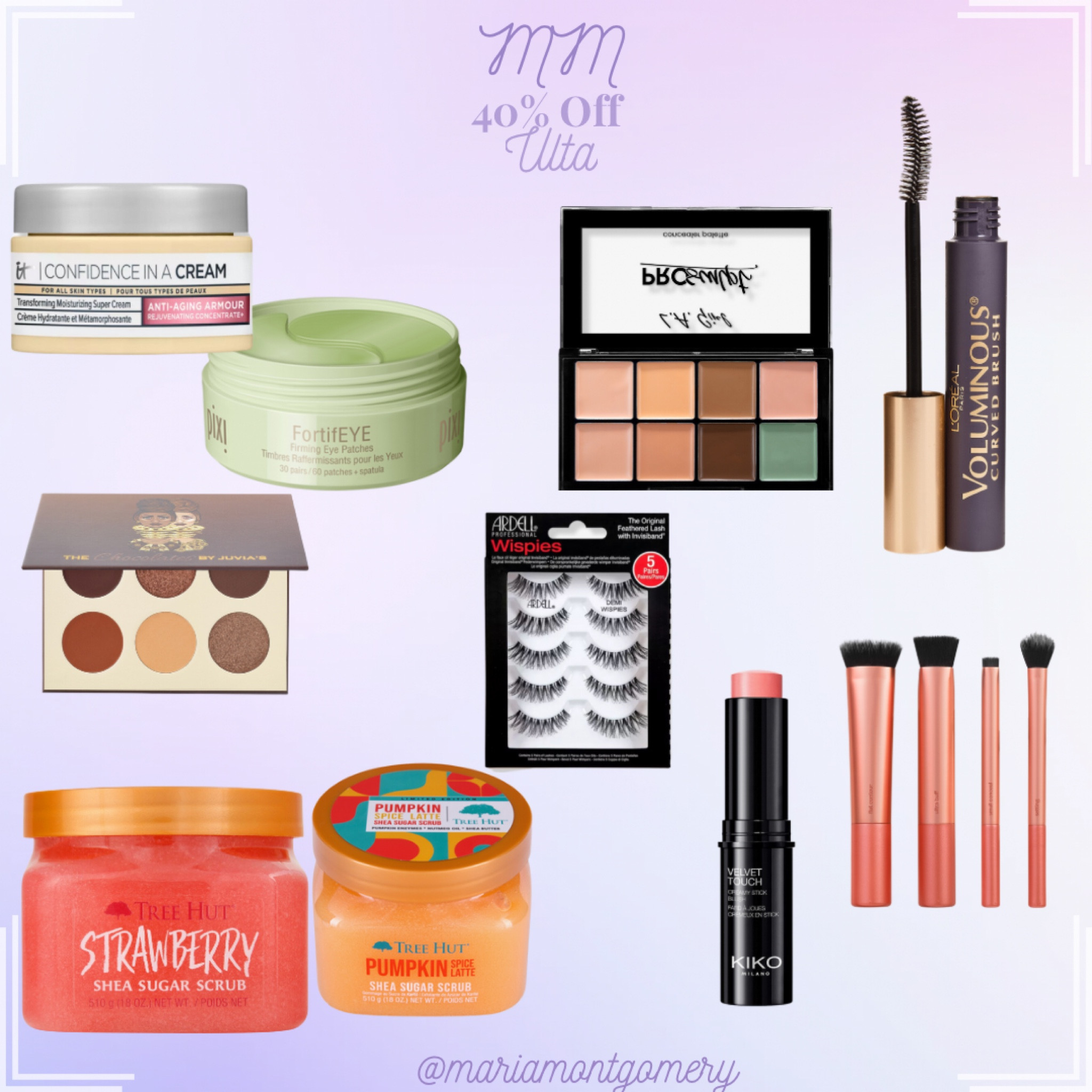 40% off Ulta! NYX, real techniques, IT Cosmetics, Tree Hut Scrub… an more! Skincare, hair care, body care 

#LTKbeauty #LTKsalealert #LTKGiftGuide