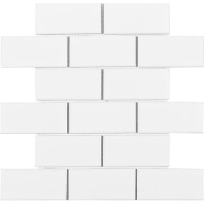 Satori Hudson Brilliant White Glossy 10-in x 11-in Glossy Porcelain Brick Wall Tile Lowes.com | Lowe's