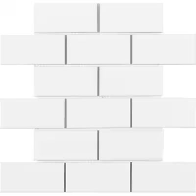 Satori Hudson Brilliant White Glossy 10-in x 11-in Glossy Porcelain Brick Wall Tile Lowes.com | Lowe's