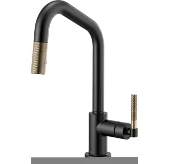 Litze Single Handle Angled Spout SmartTouch Pull Down Kitchen Faucet with Knurled Handle and On/O... | Build.com, Inc.