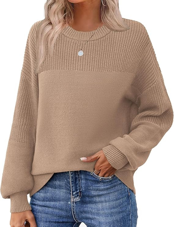 Zeagoo Women's 2026 Fall Chunky Knit Sweater Oversized Crewneck Long Sleeve Winter Cotton Pullove... | Amazon (US)