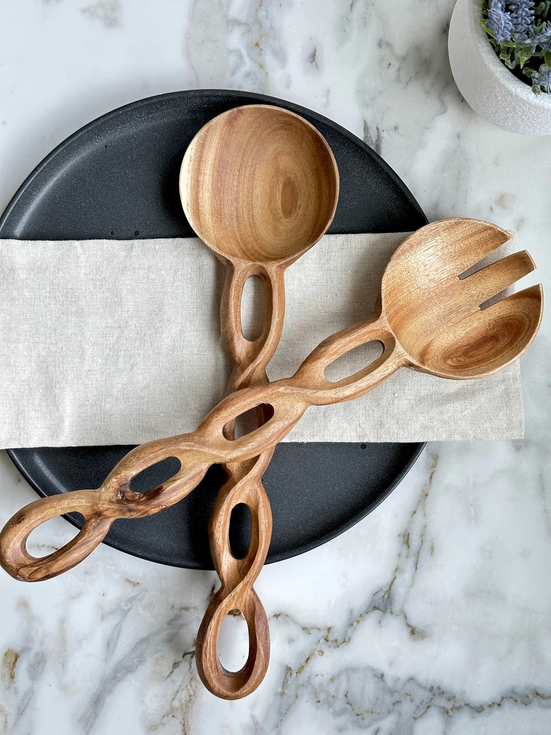 Handcrafted Twisted Salad Tongs – Wooden Serving Utensils – Non-Toxic and Natural, Ideal Host... | Etsy (US)