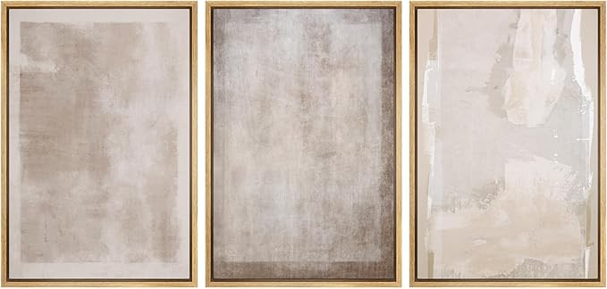 SIGNLEADER Framed Canvas Print Wall Art Set Soft Abstract Beige and Taupe Minimalist Texture Illu... | Amazon (US)