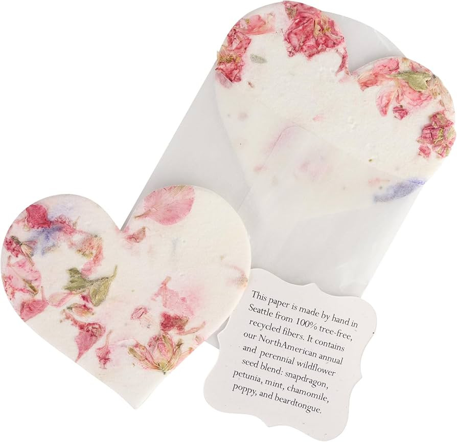 Wildflower Seed Paper - Set of 24 Pink Heart-Shaped with Envelopes and Planting Instruction, Writ... | Amazon (US)