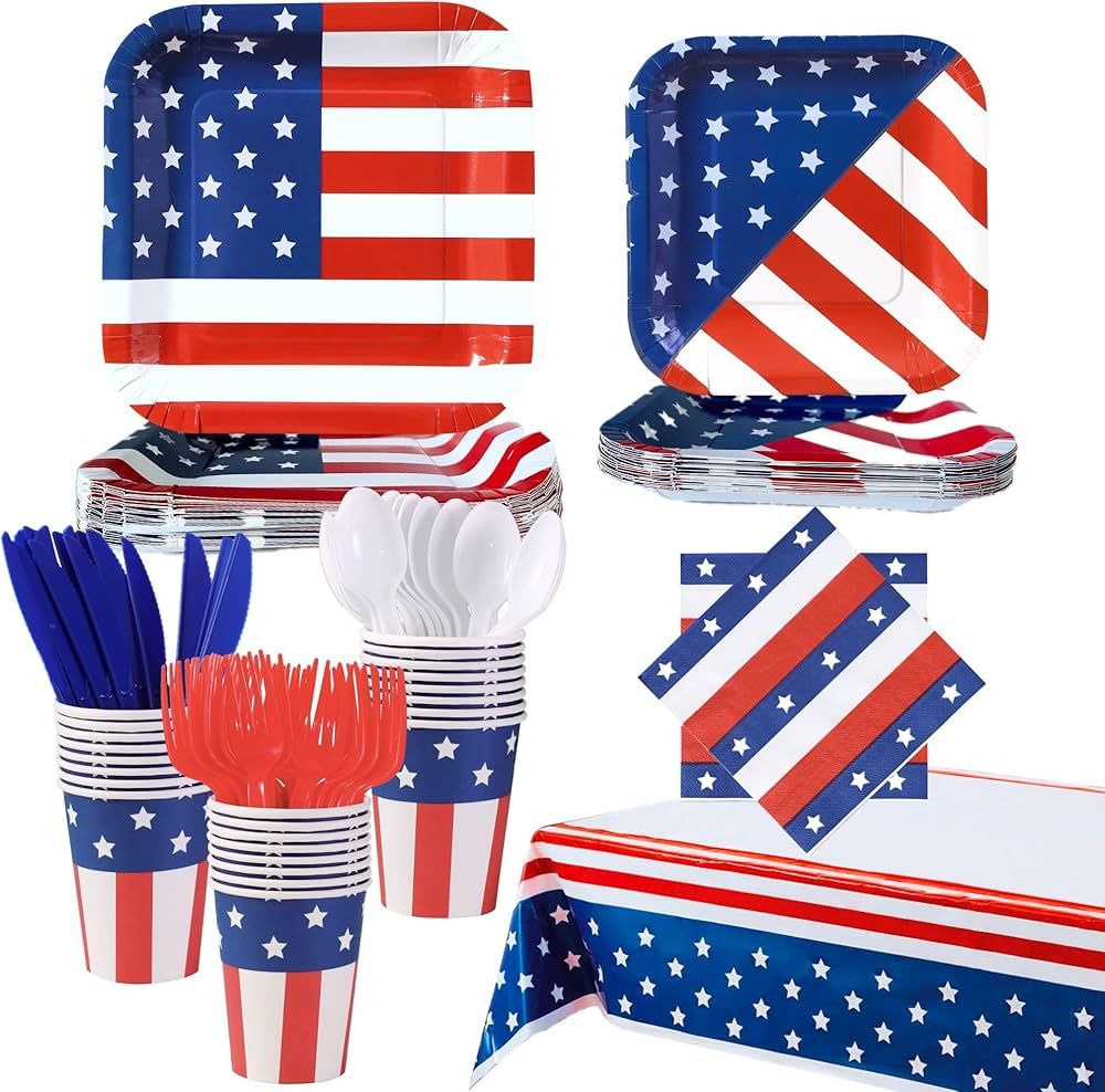 4th of July Plates and Napkins Party Supplies - Serves 16 - Fourth of July Decorations July 4 Dé... | Amazon (US)