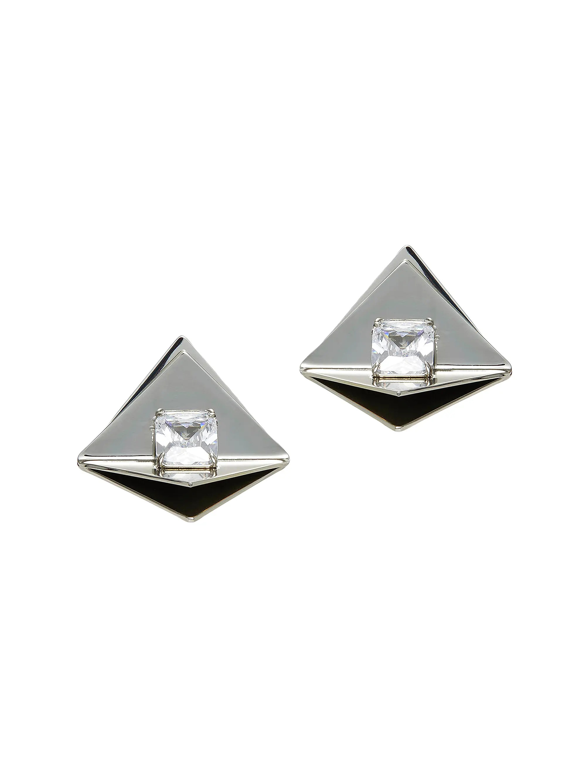 Geo Button Silvertone & Crystal Earrings | Saks Fifth Avenue