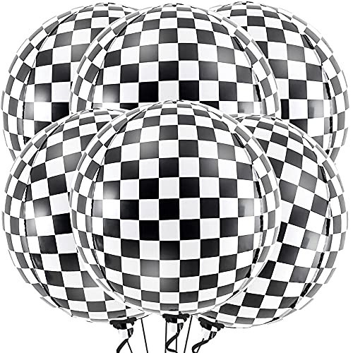 KatchOn, Black and White Checkered Balloons - 22 Inch, Pack of 6 | Race Car Balloons for Race Car Birthday Party Decorations | Racing Party Decoration | Checkered Party Decorations | Emo Party Decor | Amazon (US)