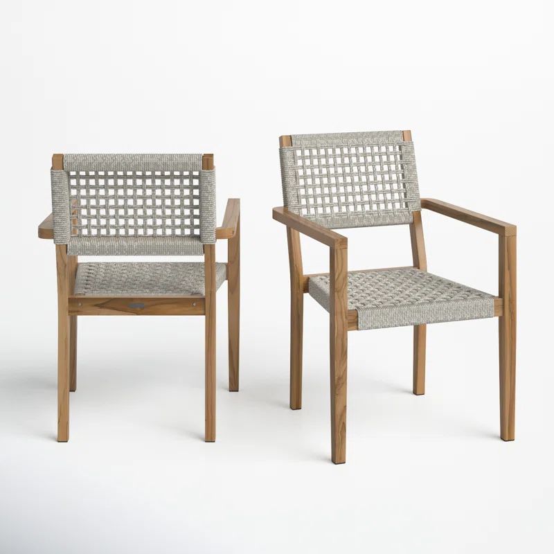 Cava Nautical Rope & Teak Stacking Armchairs (Set of 2) | Wayfair North America