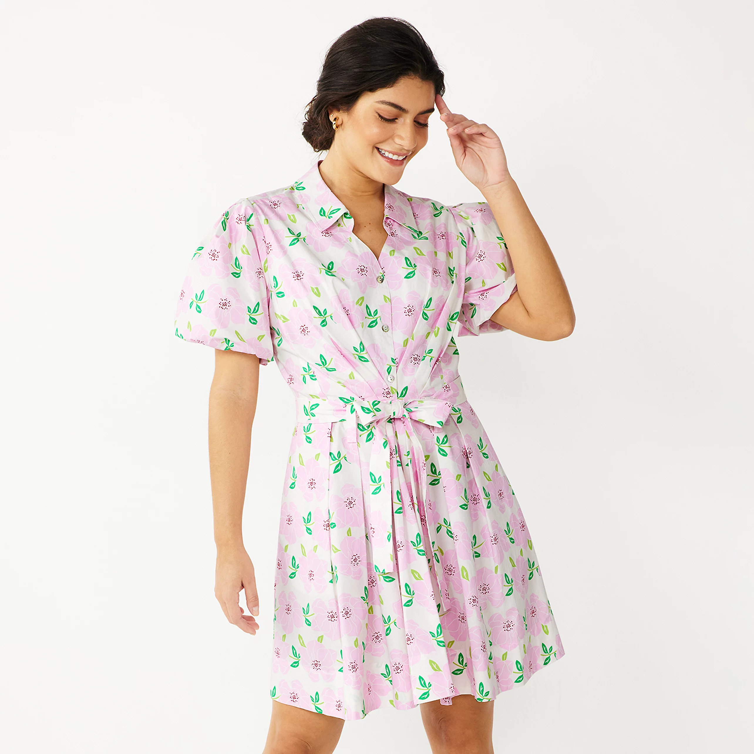 Women's DRAPER JAMES RSVP™ Puff Sleeve Button Front Dress | Kohl's