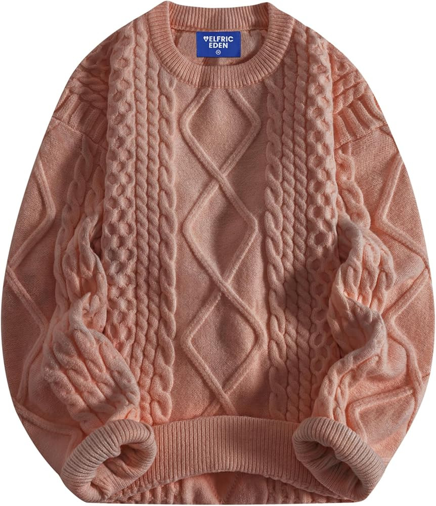Aelfric Eden Oversized Knit Sweater Solid Vintage Pullover Sweater Unisex Woven Crewneck Knitted ... | Amazon (US)