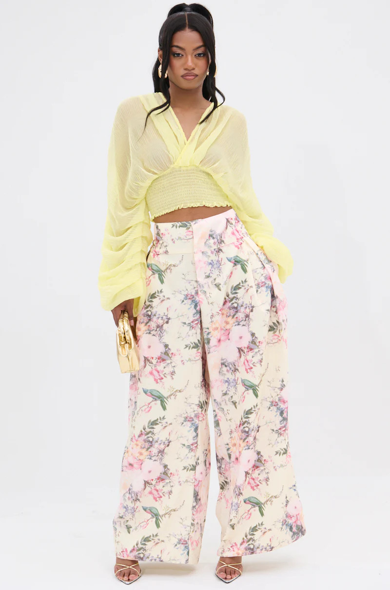 SABRINA FLORAL WIDE LEG PANT | AKIRA