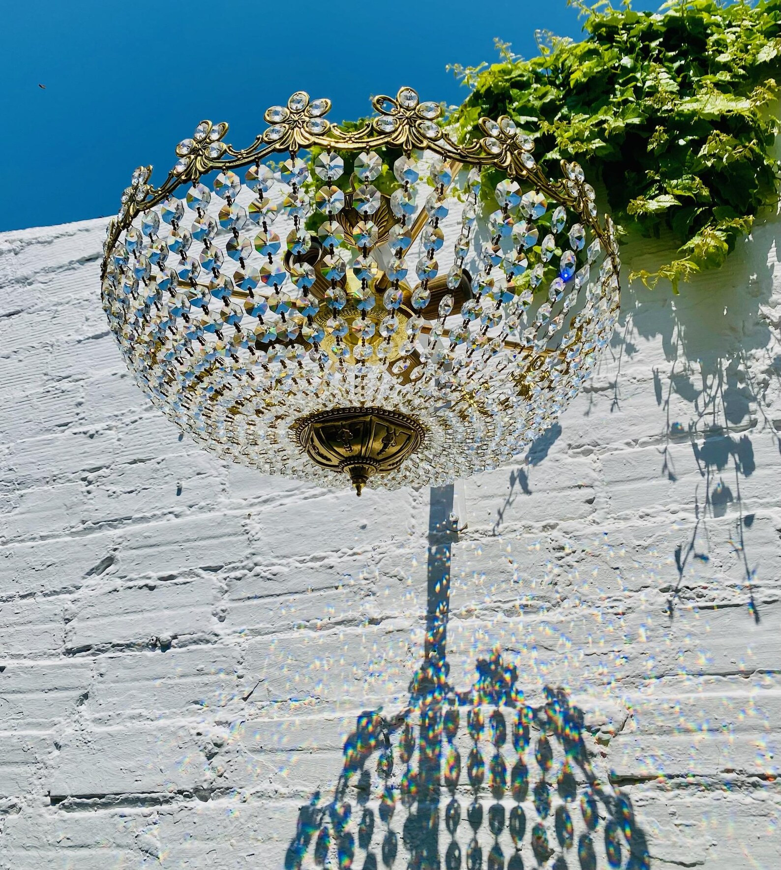 Large 20.5 X 15" Vintage French Chandelier, Crystal, Bowl, Brass, Suitable for USA / EU / AU, Stu... | Etsy (US)