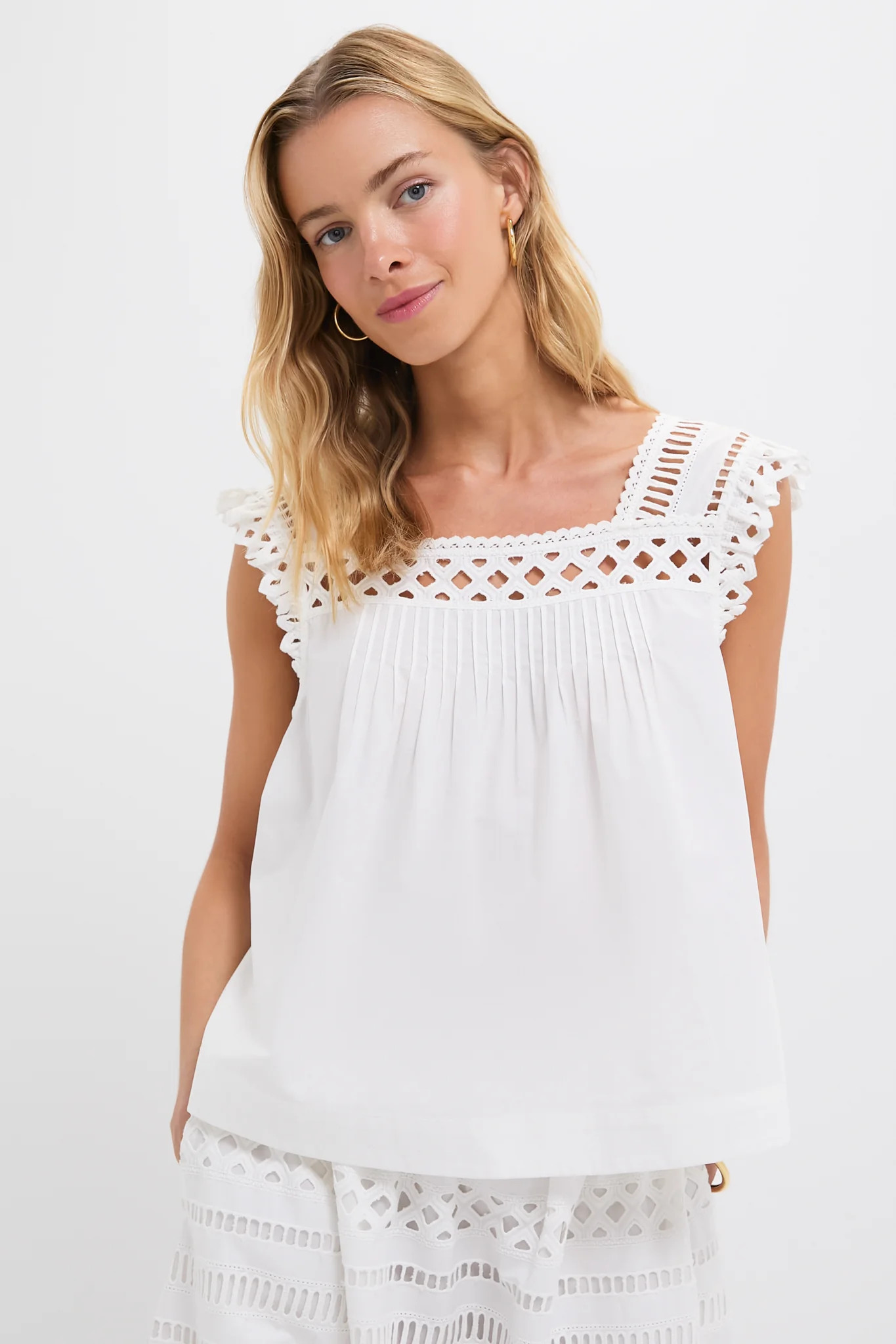 White Cotton Eyelet Rue Blouse | Tuckernuck (US)