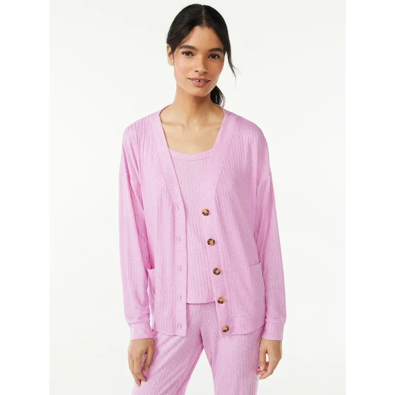 Joyspun Women's Hacci Knit V-Neck Cardigan, Lightweight, Sizes S to 3X | Walmart (US)