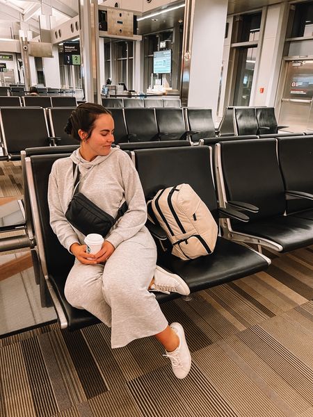 Airport outfit, airport ootd, travel outfit, travel style, matching set, travel backpack 🤍

#LTKstyletip #LTKshoecrush #LTKSeasonal