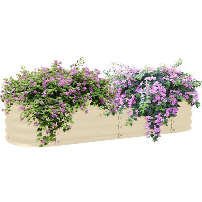 Outsunny Galvanized Metal Raised Garden Bed Kit - 4.9'x2'x1', Cream | Wayfair North America